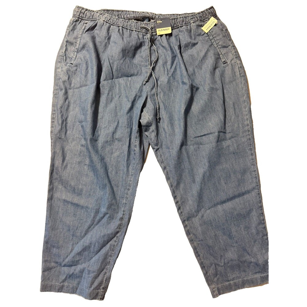 Old Navy Billie Joggers 3X NWT Chambray Denim Pants High Rise Ankle Pull On Blue